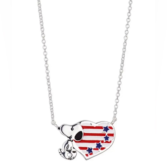 Unwritten Jewelry New Authentic Peanuts Unwritten Silver Plated Snoopy Flag Heart Necklace 6